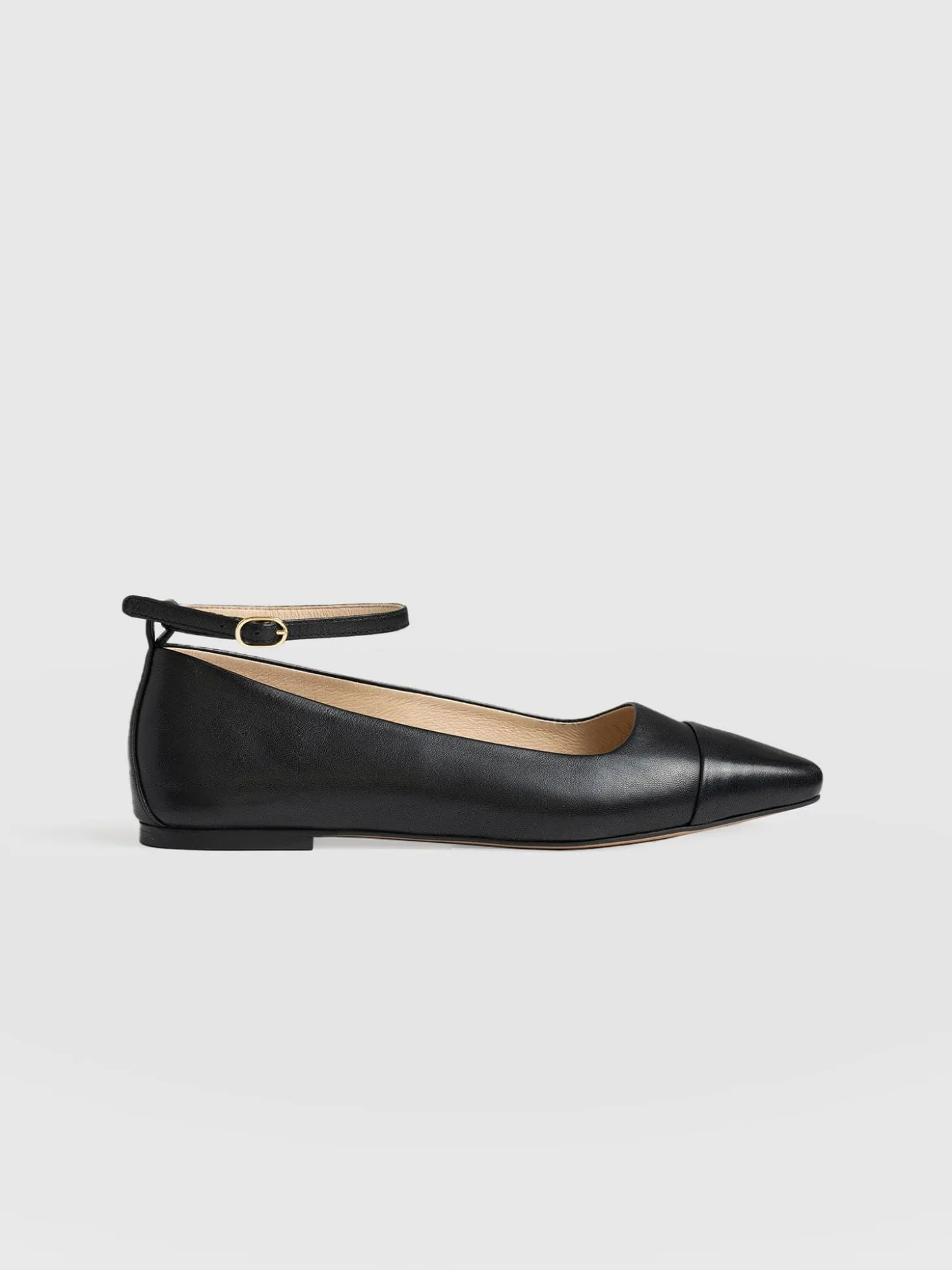 Ophelia Leather Ballerinas - Black