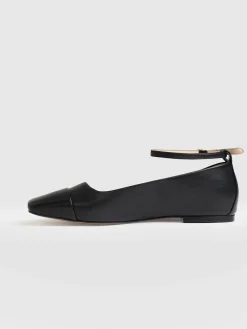 Ophelia Leather Ballerinas - Black