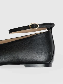 Ophelia Leather Ballerinas - Black