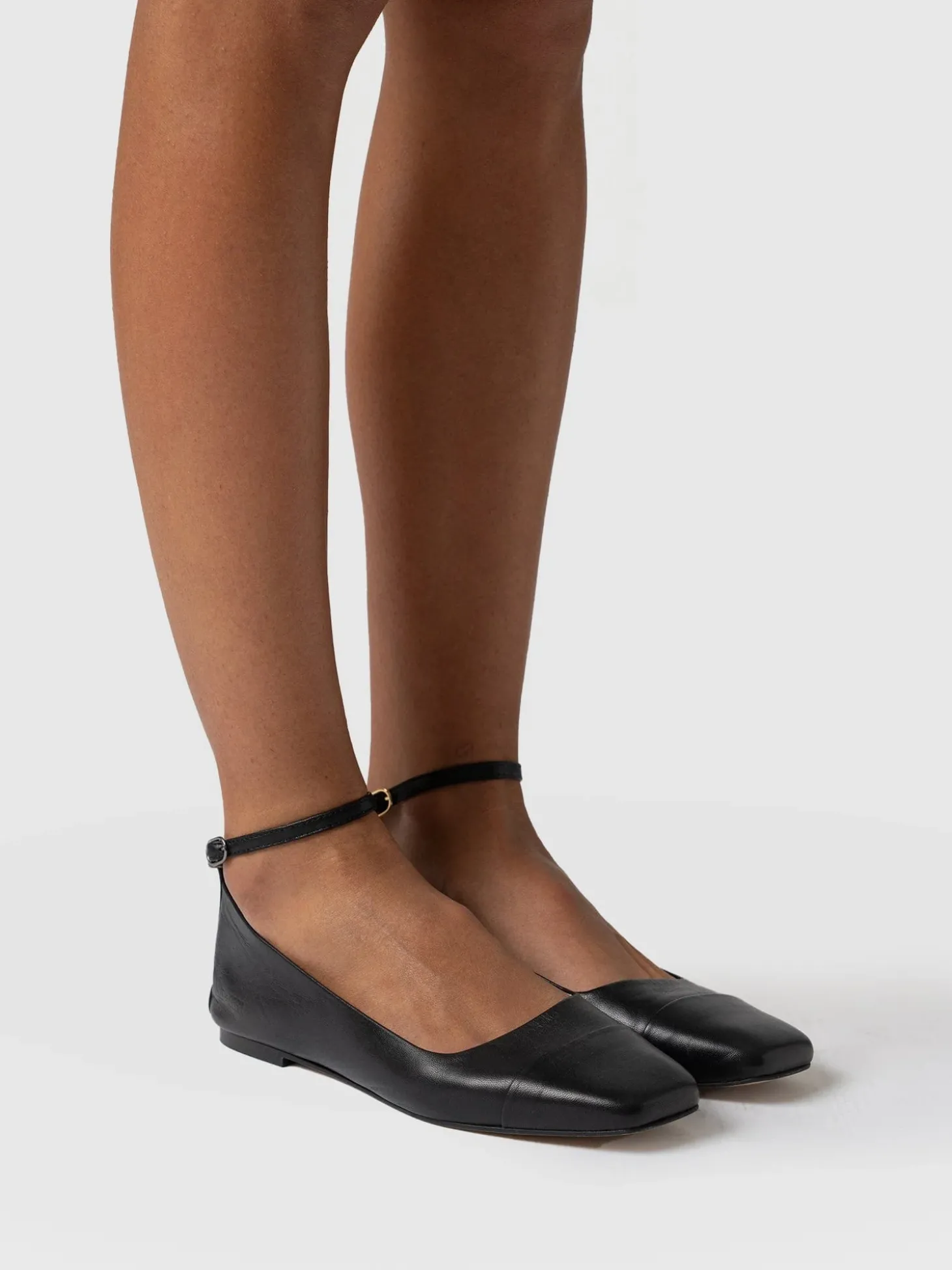 Ophelia Leather Ballerinas - Black