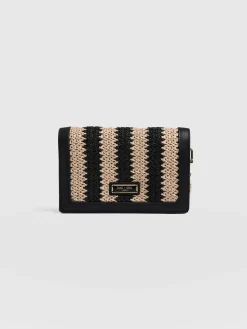 Primrose Wallet on Chain - Beige/Black Raffia
