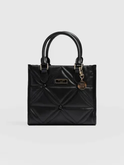 Quilted Mia Mini Tote Bag - Black