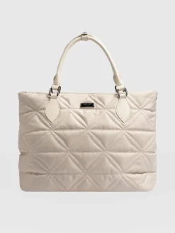 Quilted Selene Shopper Bag - Cream
