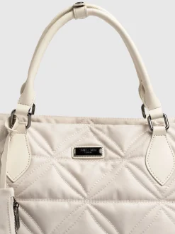 Quilted Selene Shopper Bag - Cream
