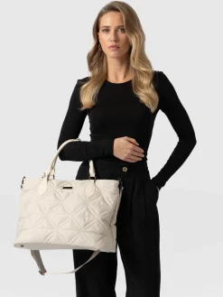 Quilted Selene Shopper Bag - Cream