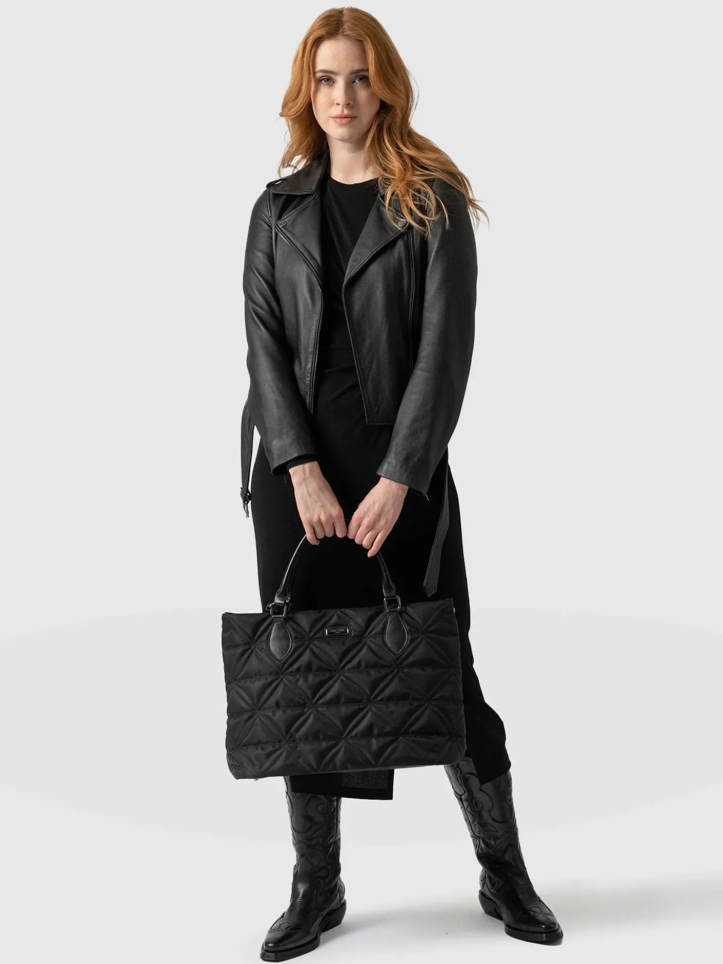 Quilted Selene Shopper Bag - Black