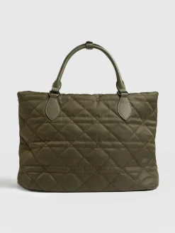Quilted Selene Shopper Bag - Khaki