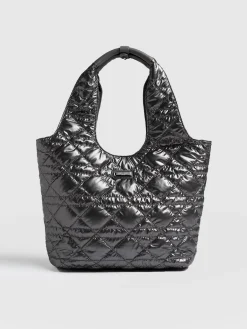 Quilted Stella Shoulder Tote Bag - Gunmetal