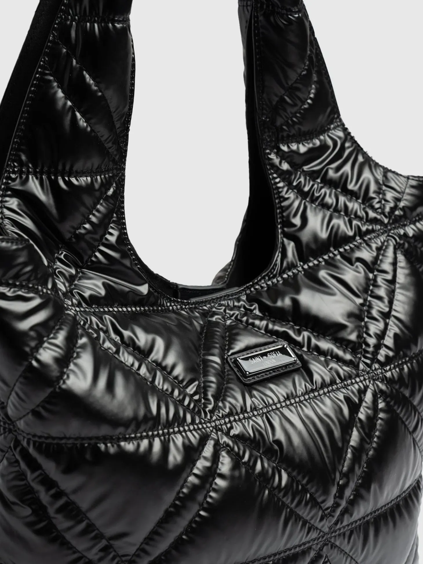 Quilted Stella Shoulder Tote Bag - Black
