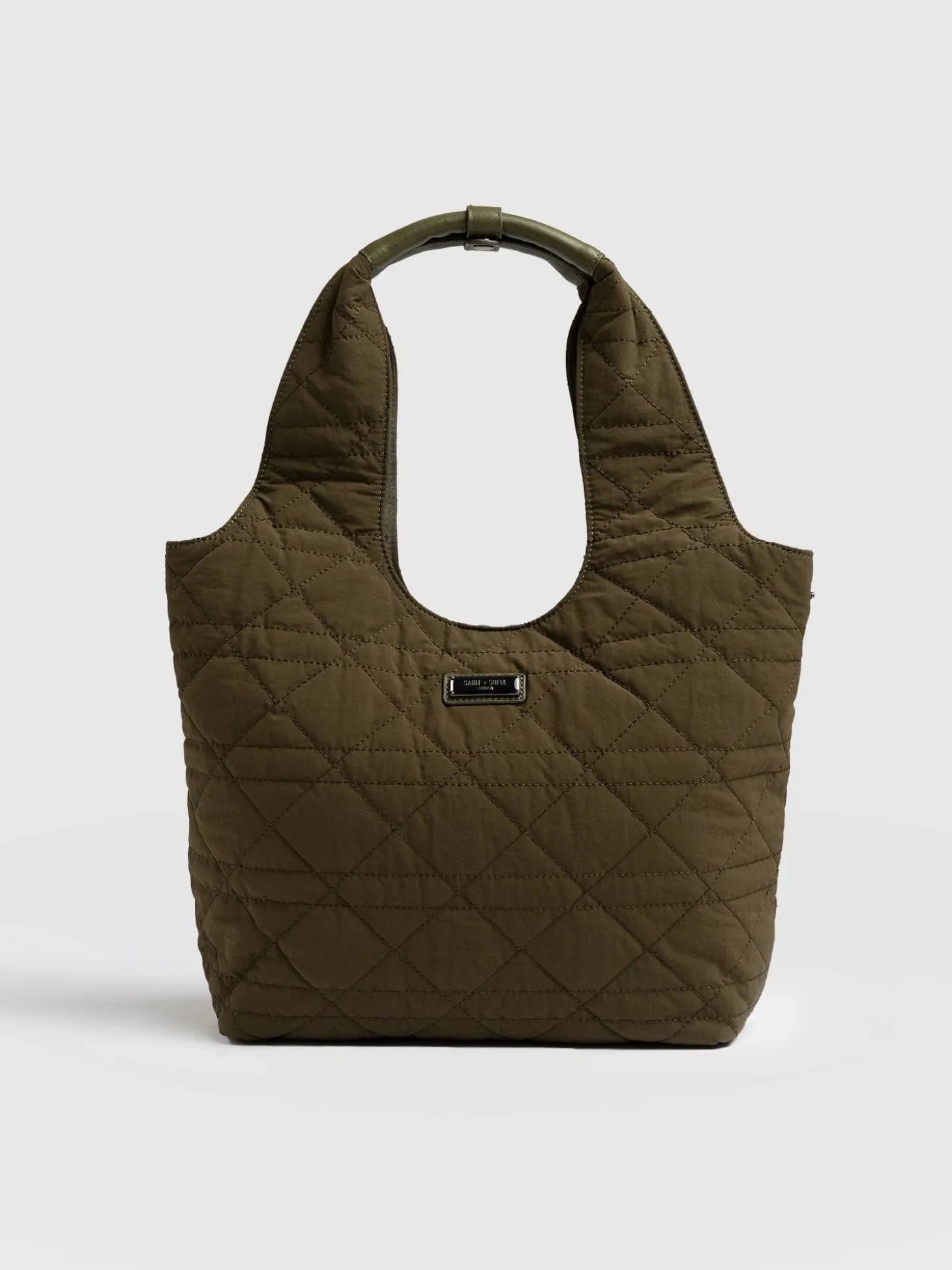 Quilted Stella Shoulder Tote Bag - Khaki