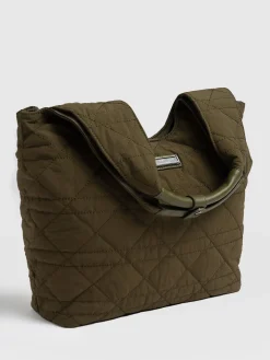 Quilted Stella Shoulder Tote Bag - Khaki