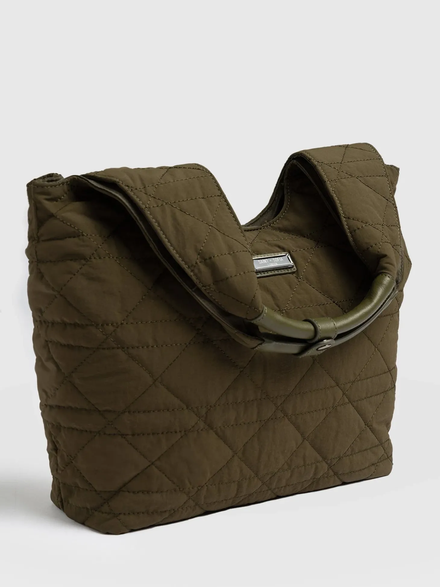 Quilted Stella Shoulder Tote Bag - Khaki