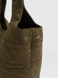 Quilted Stella Shoulder Tote Bag - Khaki