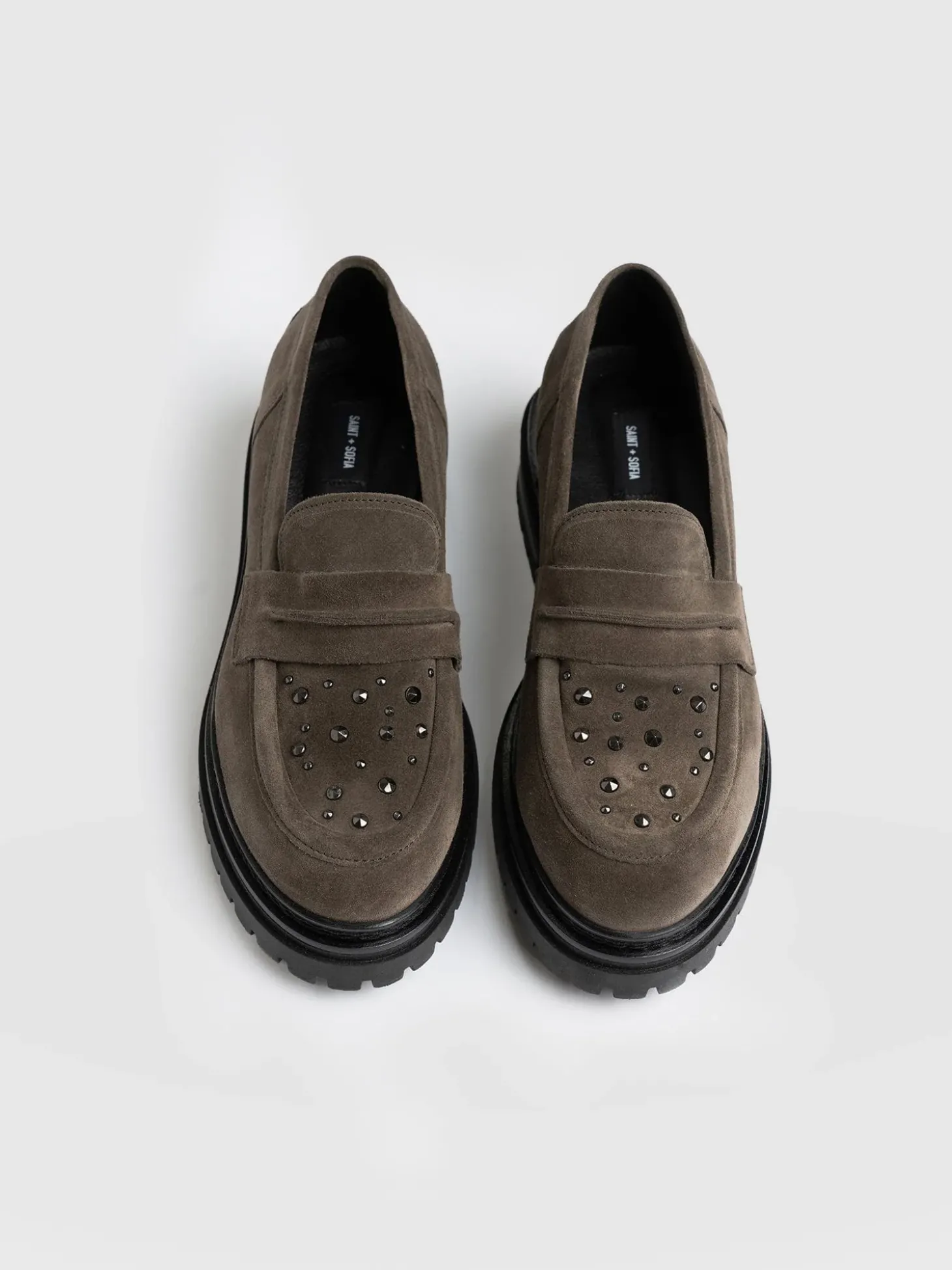 Raine Studded Loafer - Taupe Suede