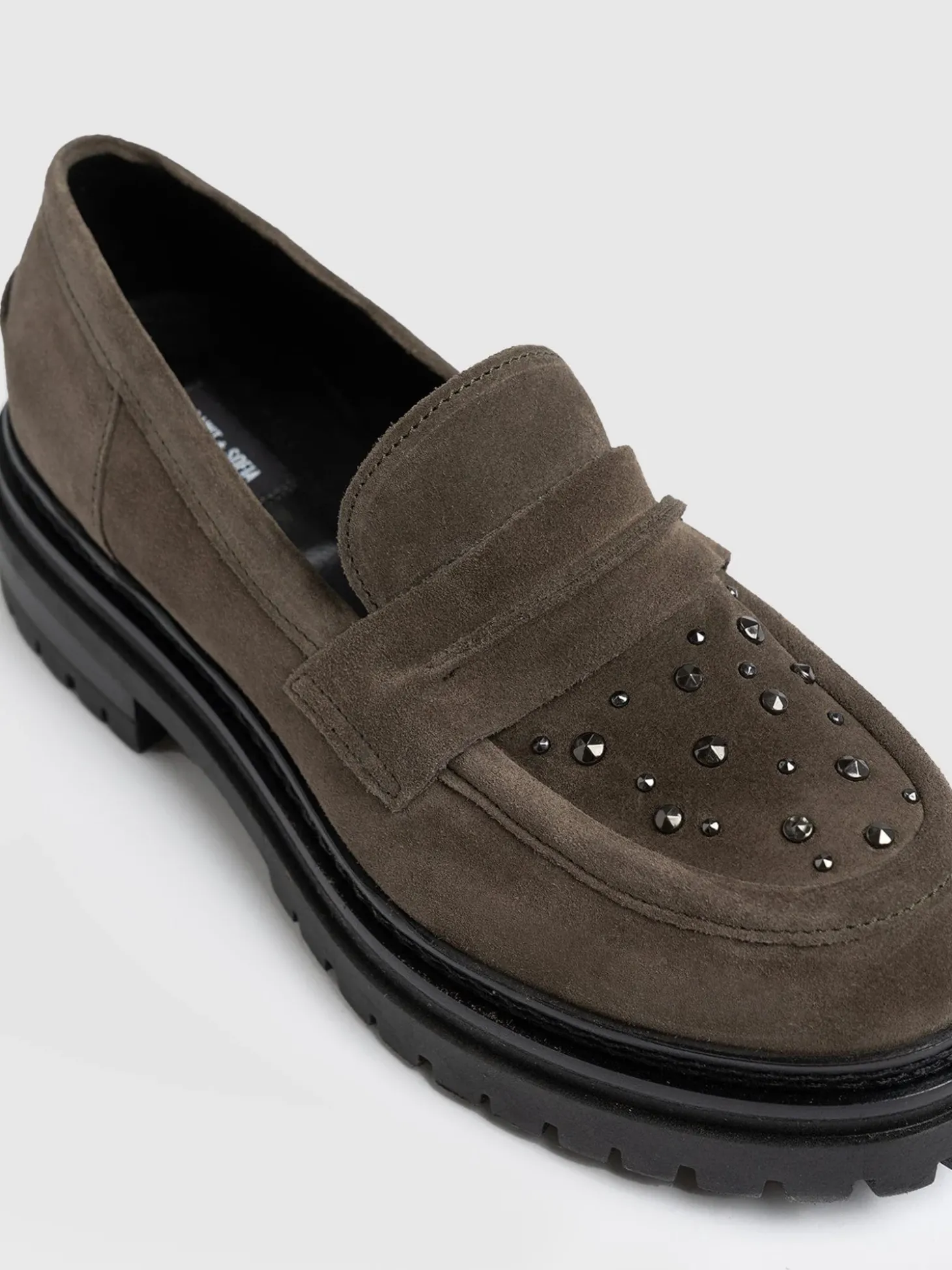 Raine Studded Loafer - Taupe Suede