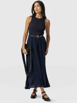 Renee Contrast Dress - Navy