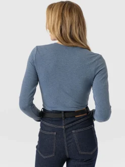 Rosa Wrap Tee Long Sleeve - Blue