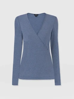 Rosa Wrap Tee Long Sleeve - Blue