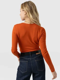 Rosa Wrap Tee Long Sleeve - Amber
