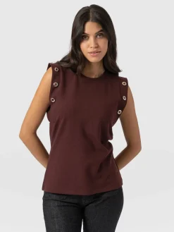 Rowan Tee - Maroon Eyelet