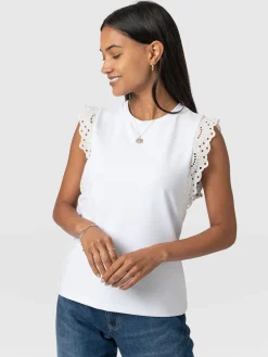 Rowan Tee - White Broderie