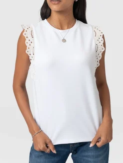 Rowan Tee - White Broderie