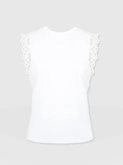 Rowan Tee - White Broderie