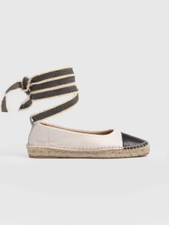Rowe Espadrille Tie Pumps - Cream/Black