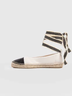 Rowe Espadrille Tie Pumps - Cream/Black