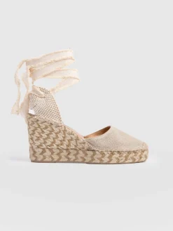 Rowe Espadrille Tie Wedges - Cream