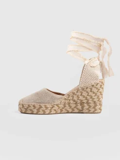 Rowe Espadrille Tie Wedges - Cream