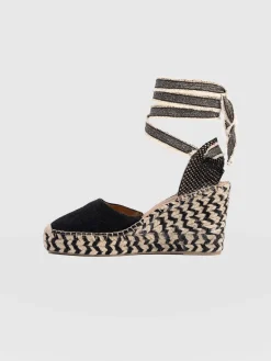Rowe Espadrille Tie Wedges - Black