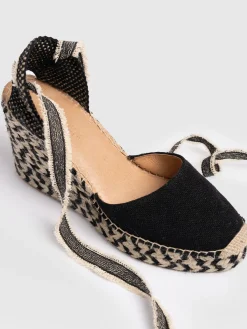 Rowe Espadrille Tie Wedges - Black