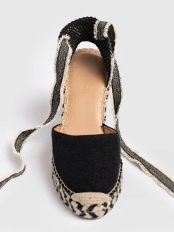 Rowe Espadrille Tie Wedges - Black