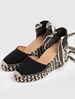 Rowe Espadrille Tie Wedges - Black