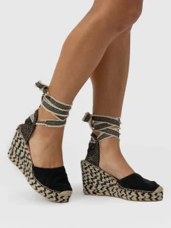 Rowe Espadrille Tie Wedges - Black