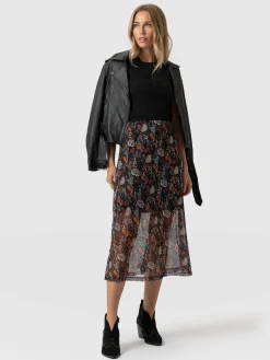 Runway Mesh Skirt - 70's Paisley