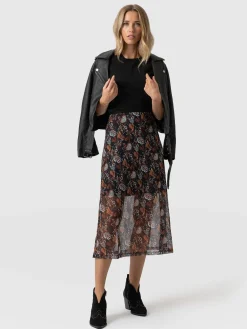 Runway Mesh Skirt - 70's Paisley