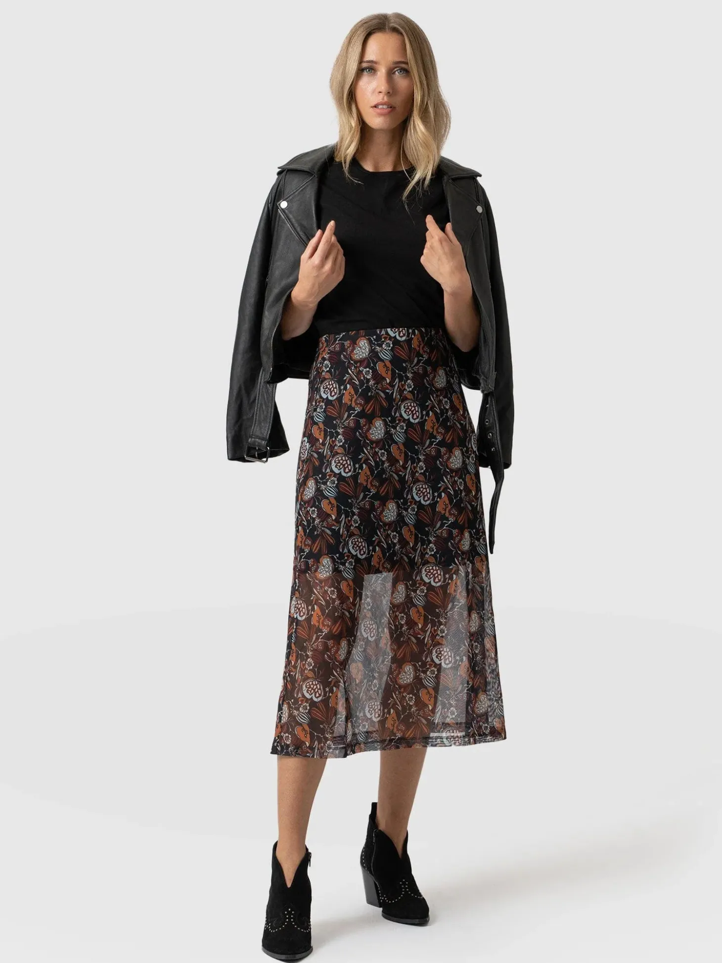 Runway Mesh Skirt - 70's Paisley