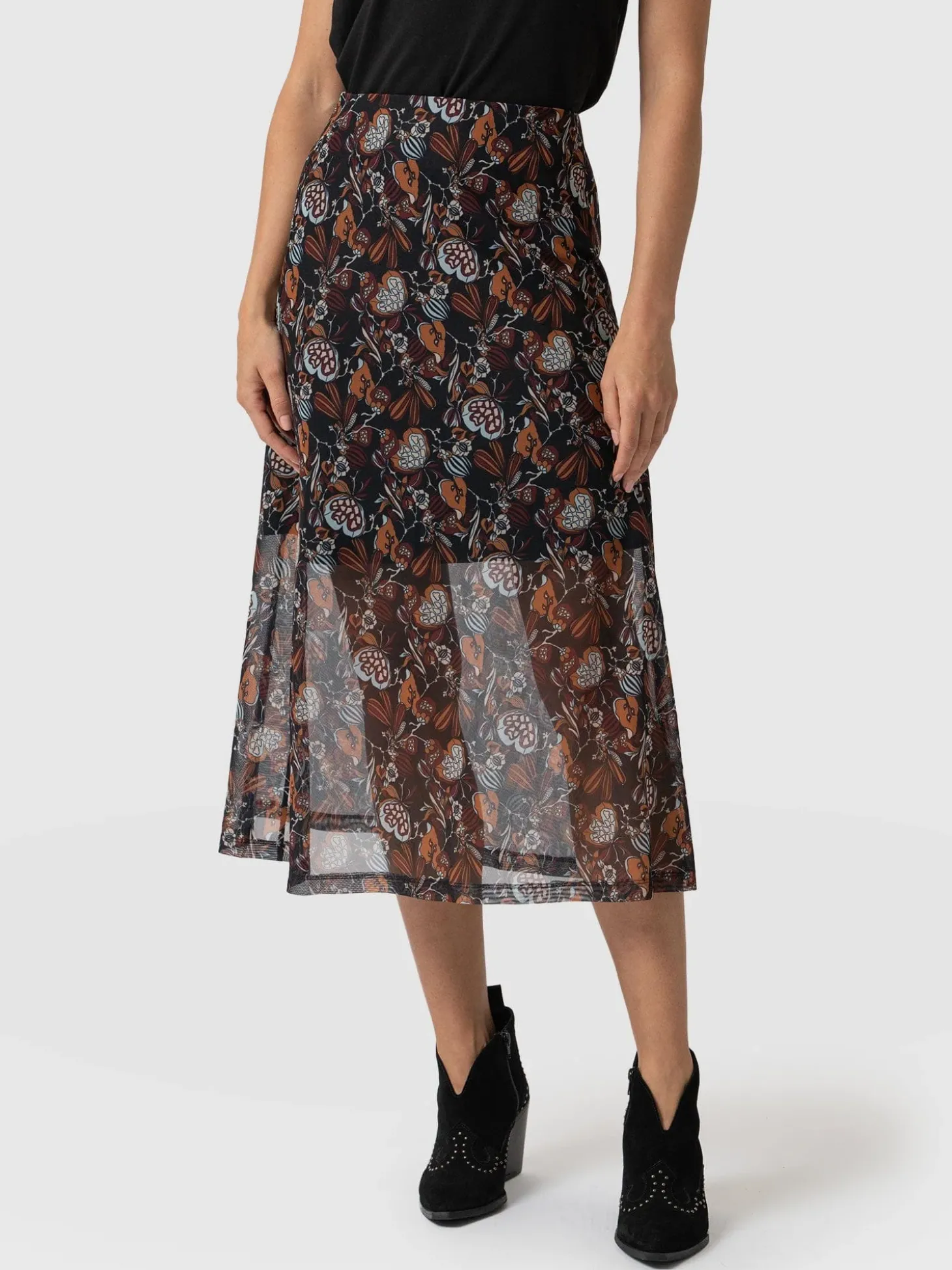 Runway Mesh Skirt - 70's Paisley