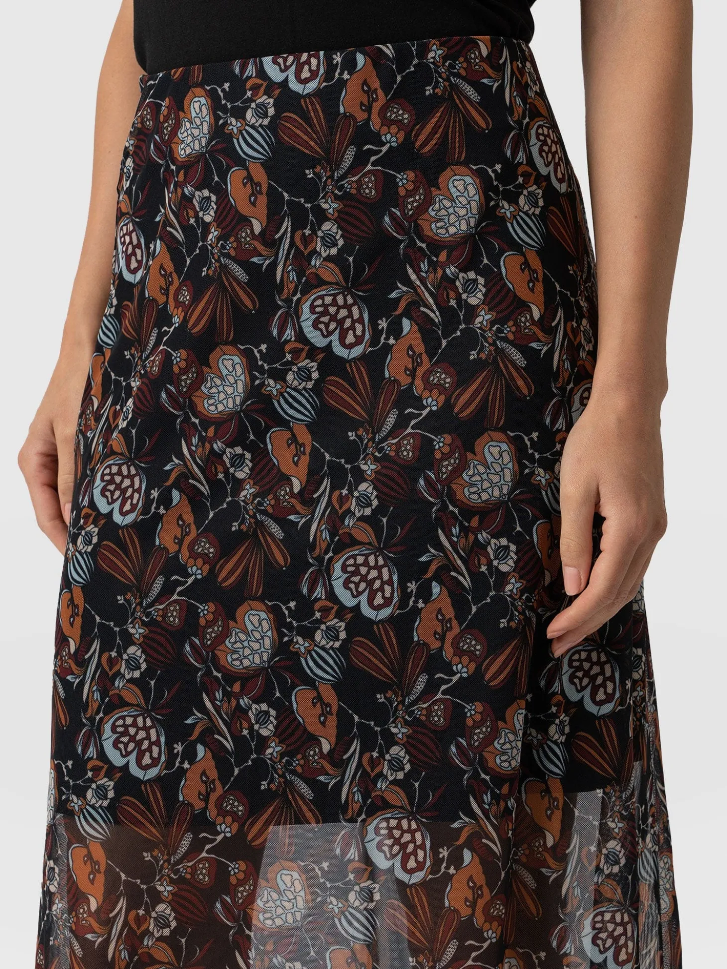 Runway Mesh Skirt - 70's Paisley