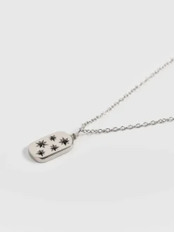 Scatter Star Charm Necklace - Silver/Black