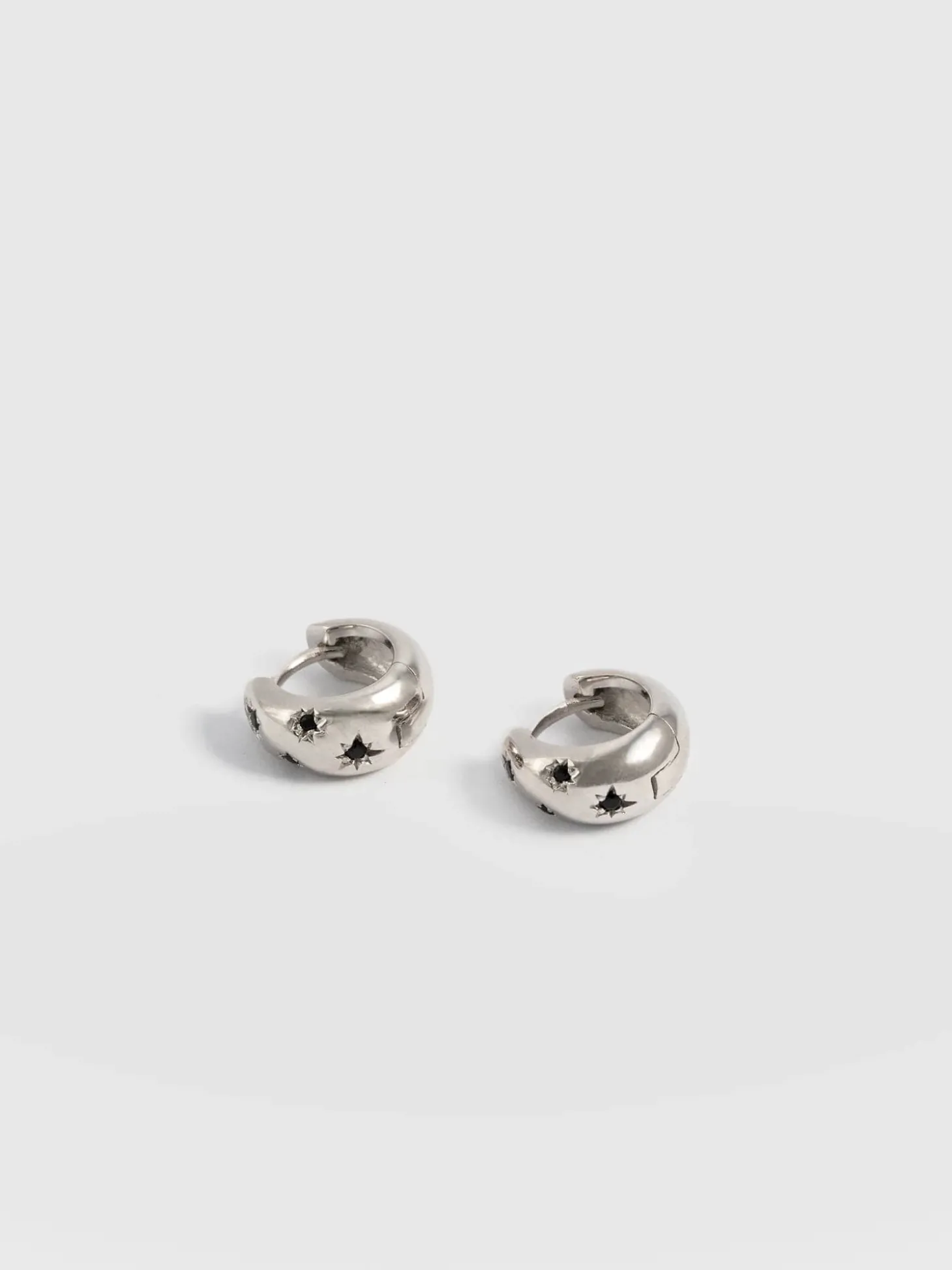 Scatter Star Huggie Earrings - Silver/Black
