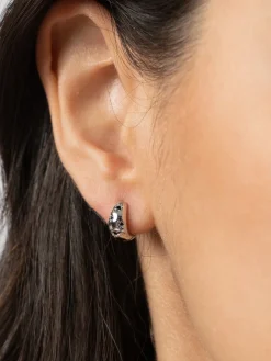 Scatter Star Huggie Earrings - Silver/Black