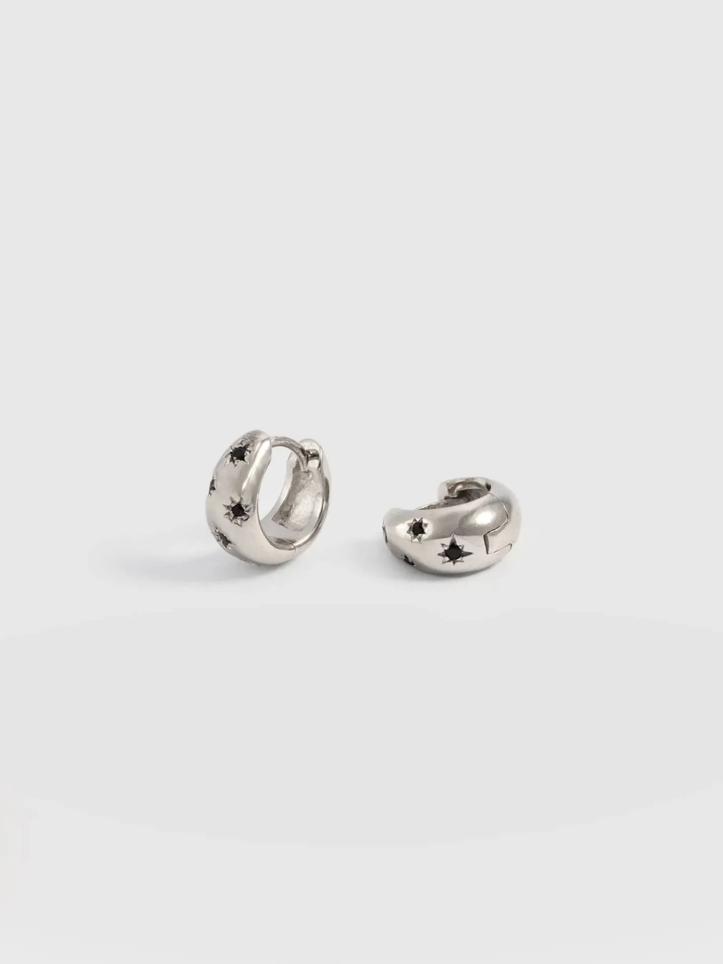 Scatter Star Huggie Earrings - Silver/Black