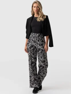 Sienna High Waisted Pant - Black Cream Floral
