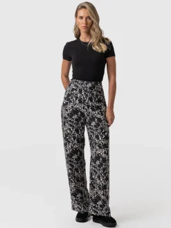 Sienna High Waisted Pant - Black Cream Floral