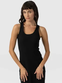 Sleeveless Rib Dress - Black