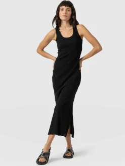 Sleeveless Rib Dress - Black
