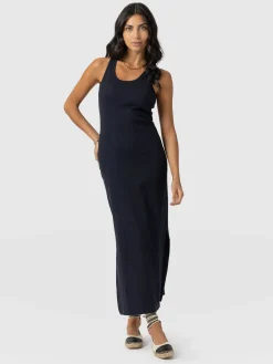 Sleeveless Rib Dress - Navy